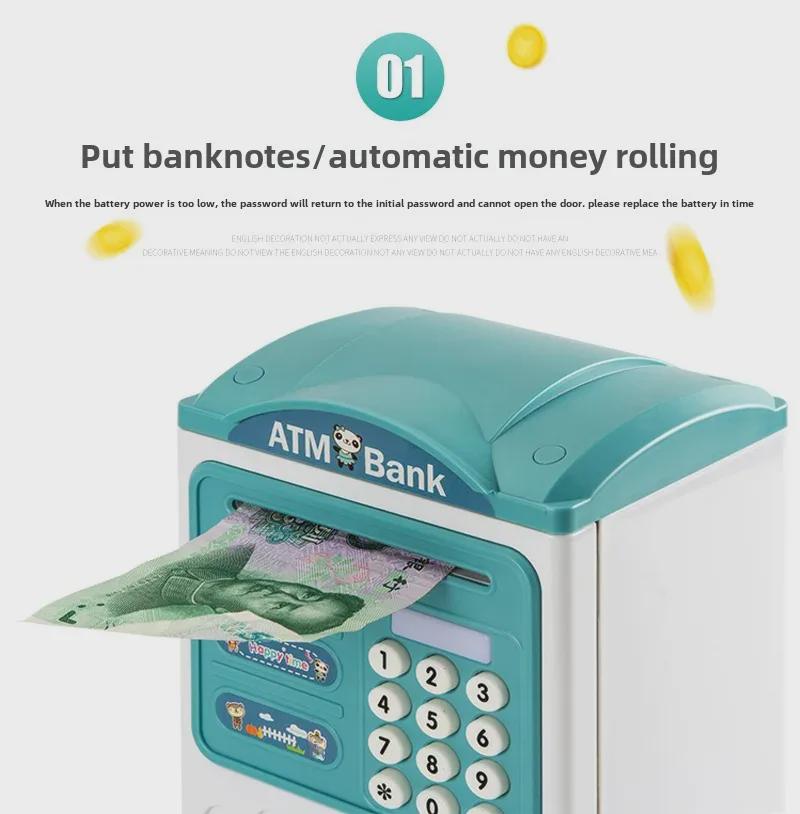 Automatic ATM Piggy Bank Toy with Fingerprint Sensor - Children's Birthday Gift