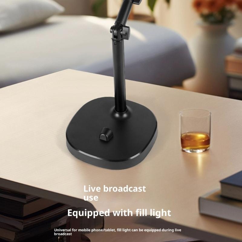 Clamp On Phone Holder With Height Adjustment Tilts Function Cold Shoe Mount Not Slip Base for Content Creation & Filming