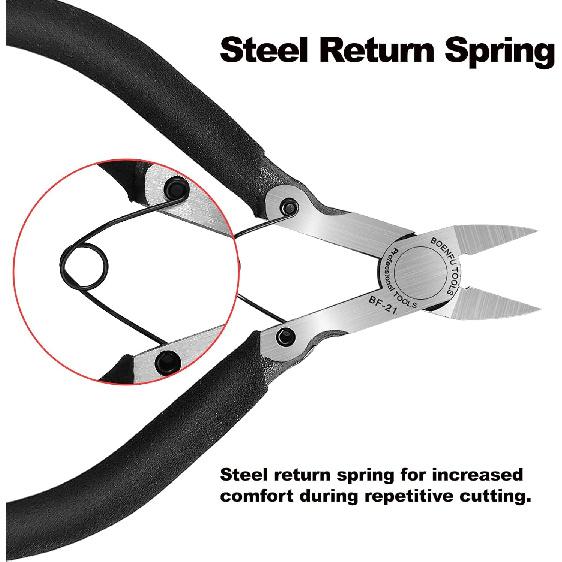 BOENFU 5 inch Precision Flush Cutters Multi-functional Wire Snips, Ideal for Model, Electronics, Sprue Cutting, and All Precision Cutting Tasks