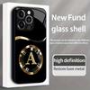 Creative Letter A Pattern Tempered Glass Phone Case Suitable for iPhone 17 16 15 14 13 12 11 Pro Max Plus Shockproof Back Cover