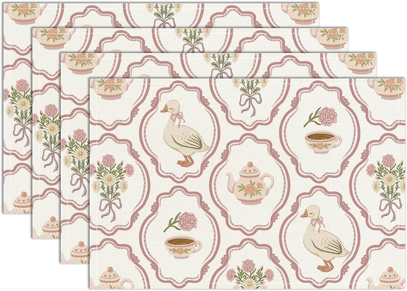 

Floral Placemats 12x18 Inch Goose Kitchen Decor Cute Placemats Spring Table Mats Set of 4 Table Mats for Party Kitchen Dining Decoration-15 4Pcs
