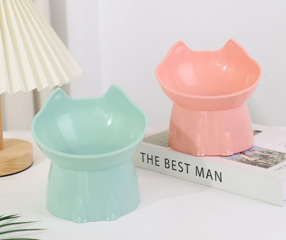 Katzenfutternapf mit langen Ohren und hohen Füßen Napf mit Katzen- und Hundehalsband-Schutz und Anti-Kipp-Kunststoff Erhöhter Haustiernapf