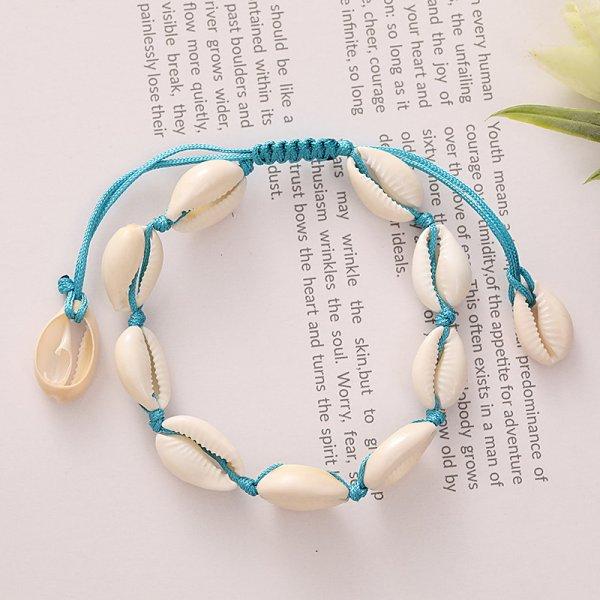 

Bohemia Imitation Cowrie Shell Bracelet for Women Handmade Adjustable White Woven Rope Anklet Summer Beach Vacation Jewelry Gift