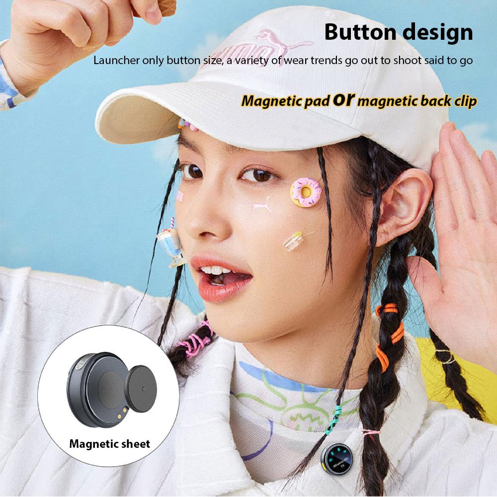 Wireless Lavalier Microphone Dual Microphone Magnetic Suction Wearing Noise Reduction No Delay Type C with Rechargeable