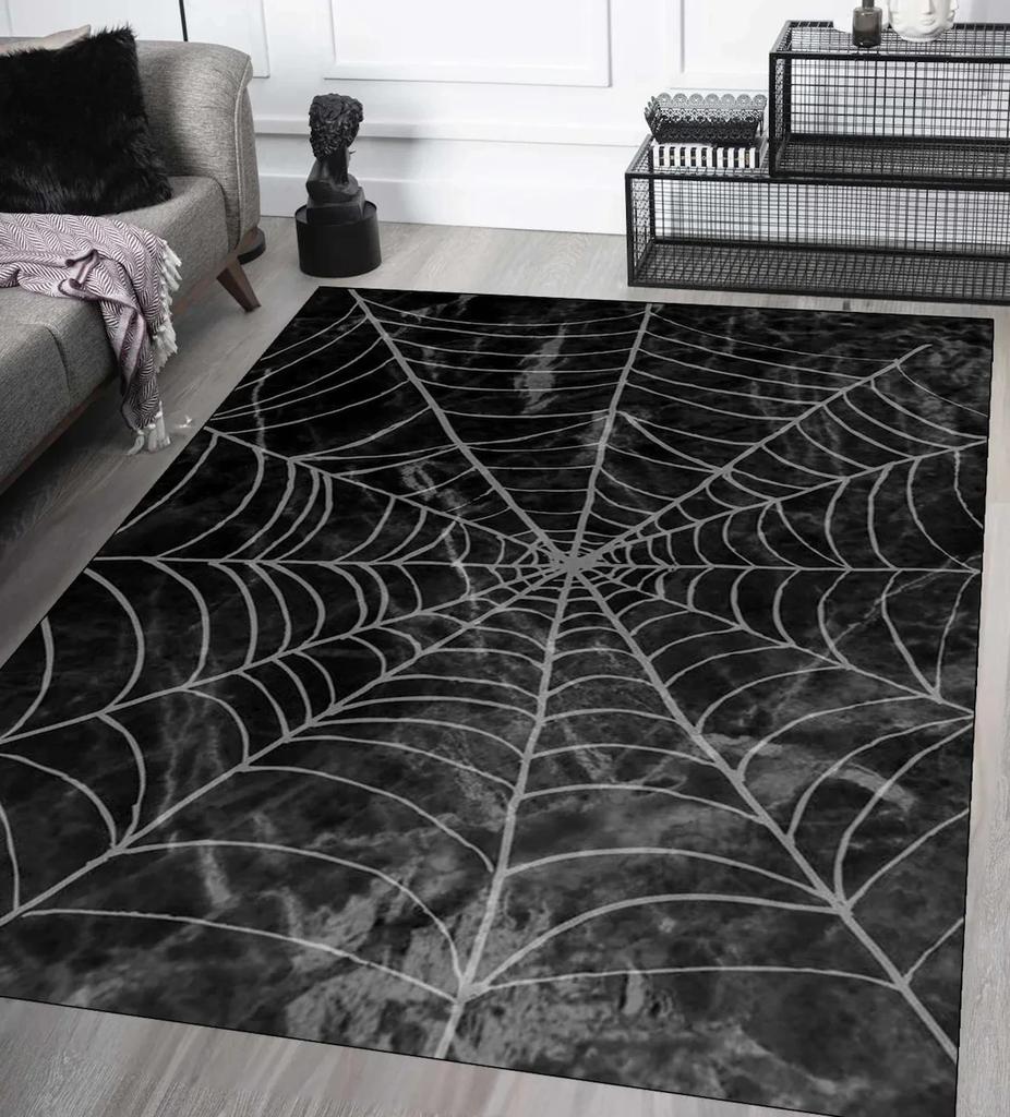 Tappeto VIKAMA Ragnatela Gotica, Tappeto Antiscivolo Lavabile Resistente alle Macchie, Decorazione Nero Rosso per Soggiorno Camera da Letto Casa