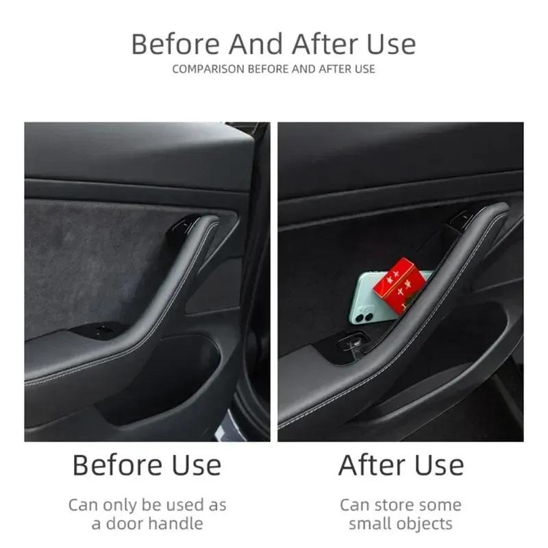 For Tesla Model 3/3 Highland Y/Y Juniper Car Side Door Handle Storage Box ABS/Flock Tray Organizer Container Accessories Tidying