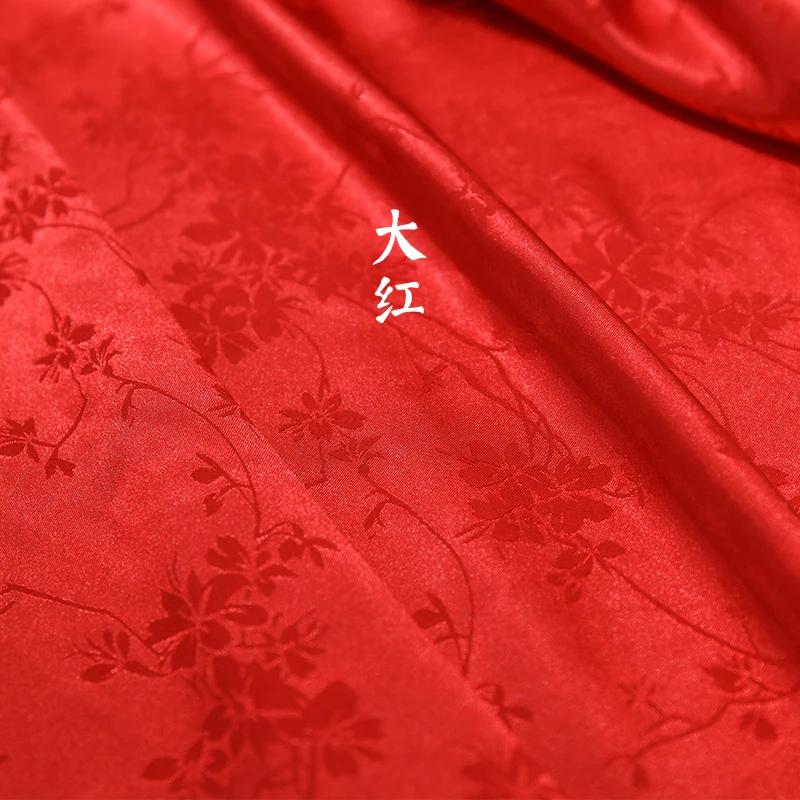 150x100cm Breathable Flower Branch Jacquard Satin Fabric For Women's Dresses Chinese Style Performance Clothing DIY Fabric