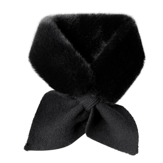 

Утепленный Теплый Широкий Благородный Термошарф Женский Осенне-Зимний Шарф из Искусственного Кроличьего Меха чёрный