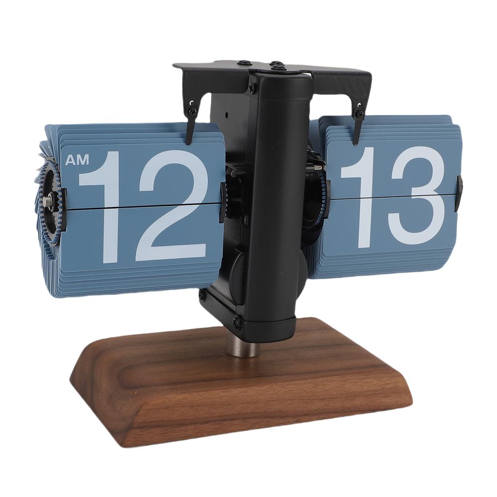 Digital Flip Desk Clock 12 Hours Battery Powered Retro Mechanical Auto Flip Down Clock with Wood
