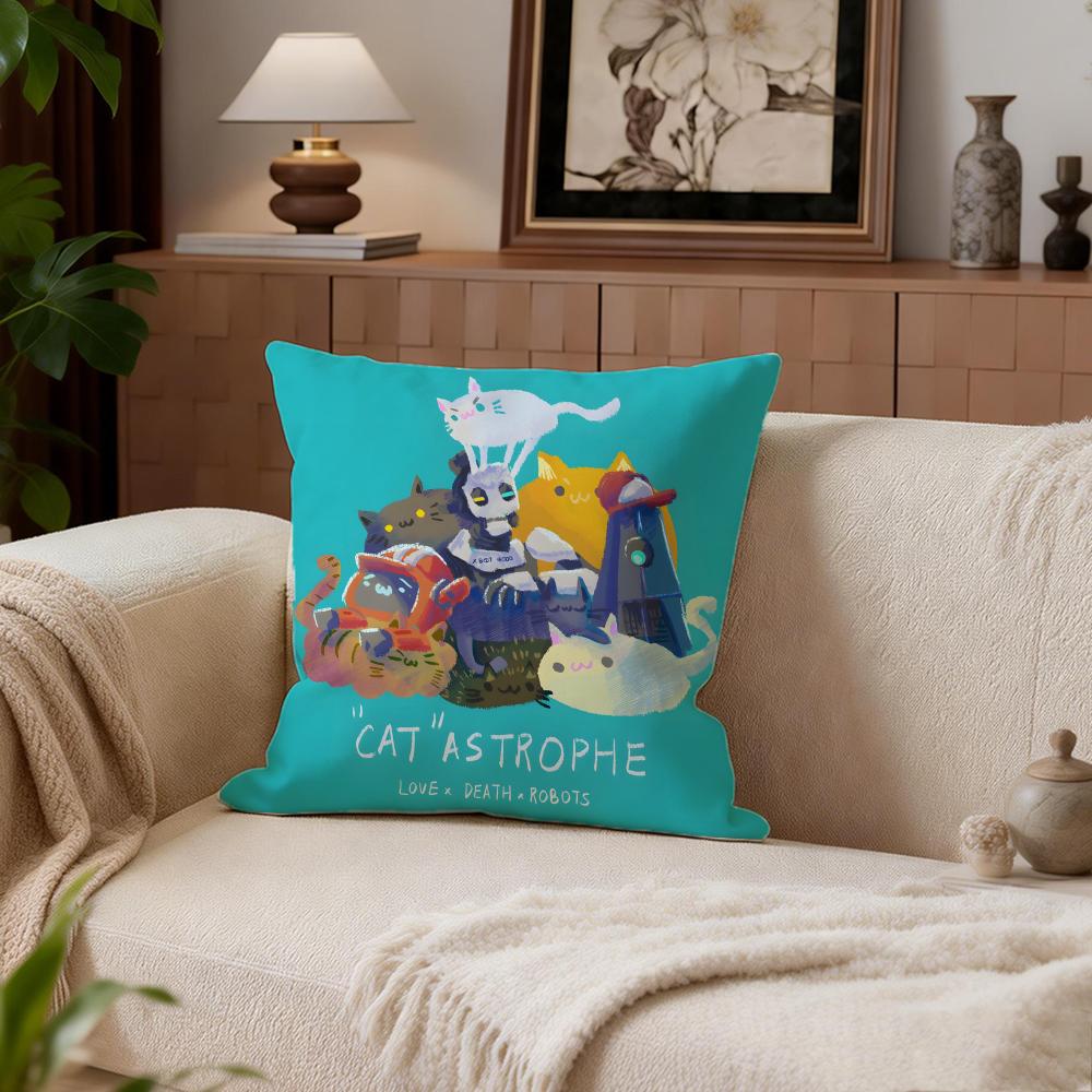 SciFi Love Death Robots Cushion Cover Cushion Cover Set 4Pcs 50x50 45x45 40x40 Pillowcase Decorative Sofa Home Decor