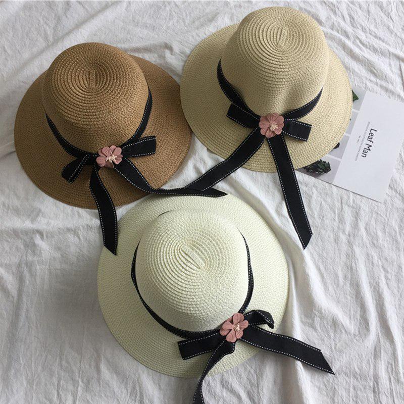 Buy Summer Womens Flower Straw Hats Bow 