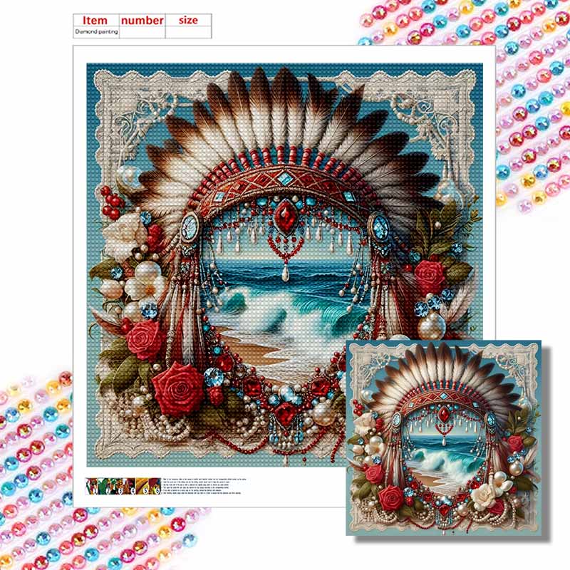New Arrival 5D DIY Full Circle Diamond Painting "Ethnic Avatar Frame" Embroidery Cross Stitch Home Decor Gift