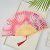 Chinese Style Folding Fan with Tassels Portable Summer Handheld Cooling Fan Decoration Dance Performance Props Party Costume Accessories