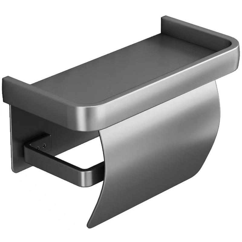 Waterproof Wall-Mounted Toilet Paper Holder with Lid, Punch-Free Installation