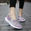 Summer Moccasin Pink Beach Walking Shoes Women Multicolor Casual Weave Soft Slip on Braided Flats Sneakers Plus Size