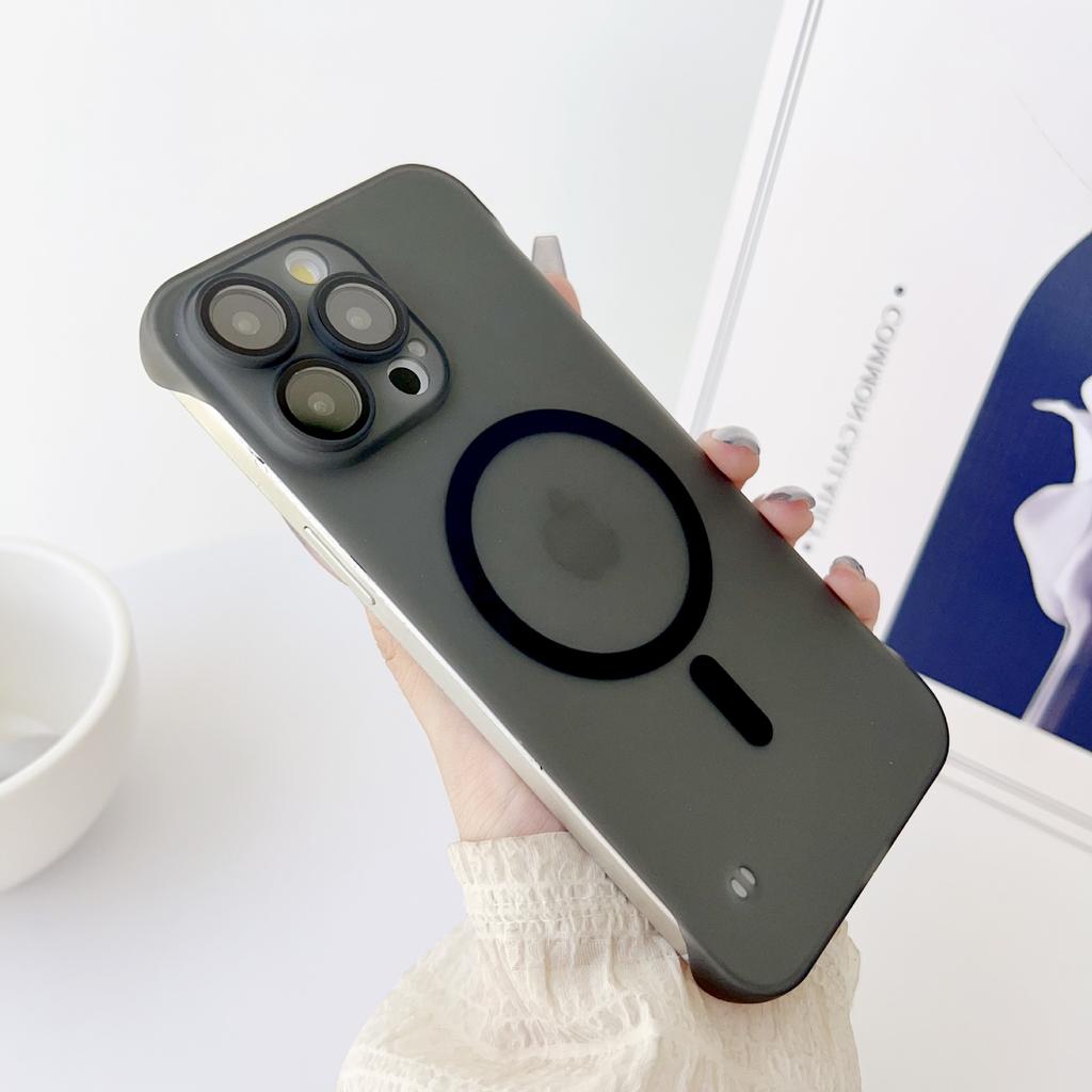 Ice Mist Matte PC Frameless Magnetic Suction Suitable for IPhone 16 Mobile Phone Case Apple 15 Lens Film Protection Case
