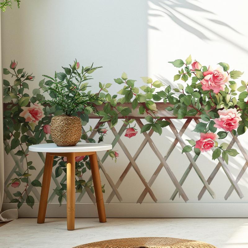 Creative Rose Vine Wall Sticker for Living Room or Restaurant Décor