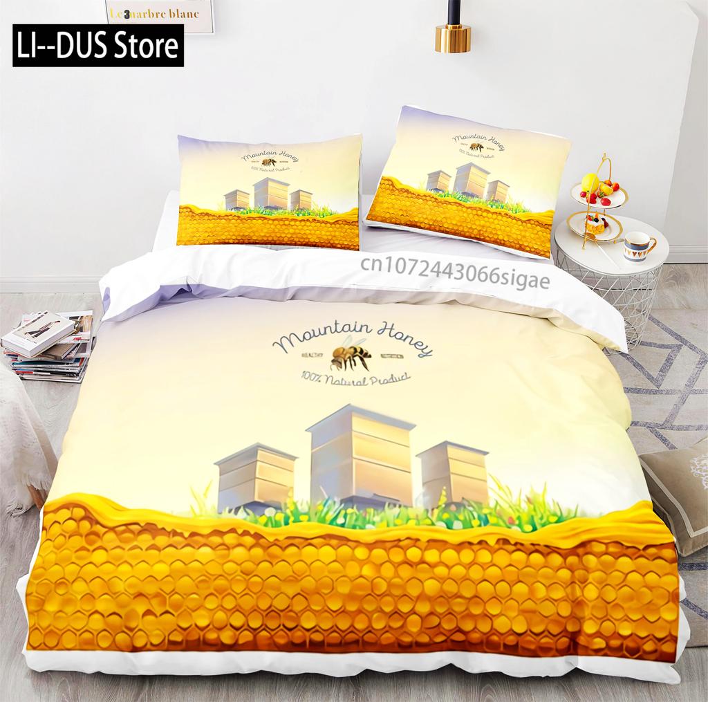 Hardworking Bee Bedding Set Single Twin Full Queen King Size Bee Bed Set Aldult Kid Bedroom Duvetcover Sets with Pillowcase
