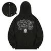 Kan6312 Khzb0019 Chicano Lettering Fleece-Lined Zip-Up Hoodie Black