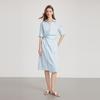 ELLE French Irregular Waist Design Slimming Short Sleeve Dress Women dress EL51478