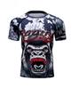 Men's Fitness Sportswear Short Sleeve Creative Printing Taekwondo Training Compression Shirt Sports Running Men's Round Neck