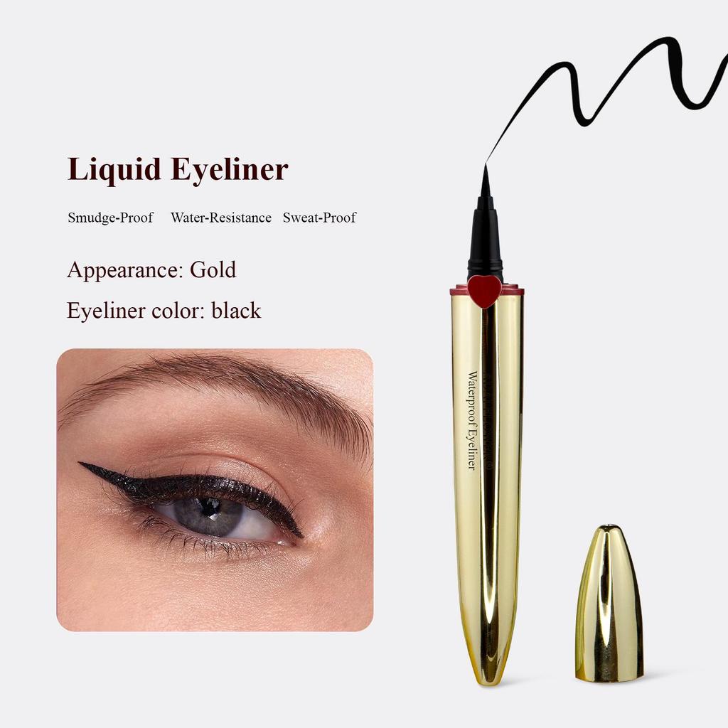 Wasserfester flüssiger Eyeliner, wisch- und wischfest, langanhaltend, Schwarz