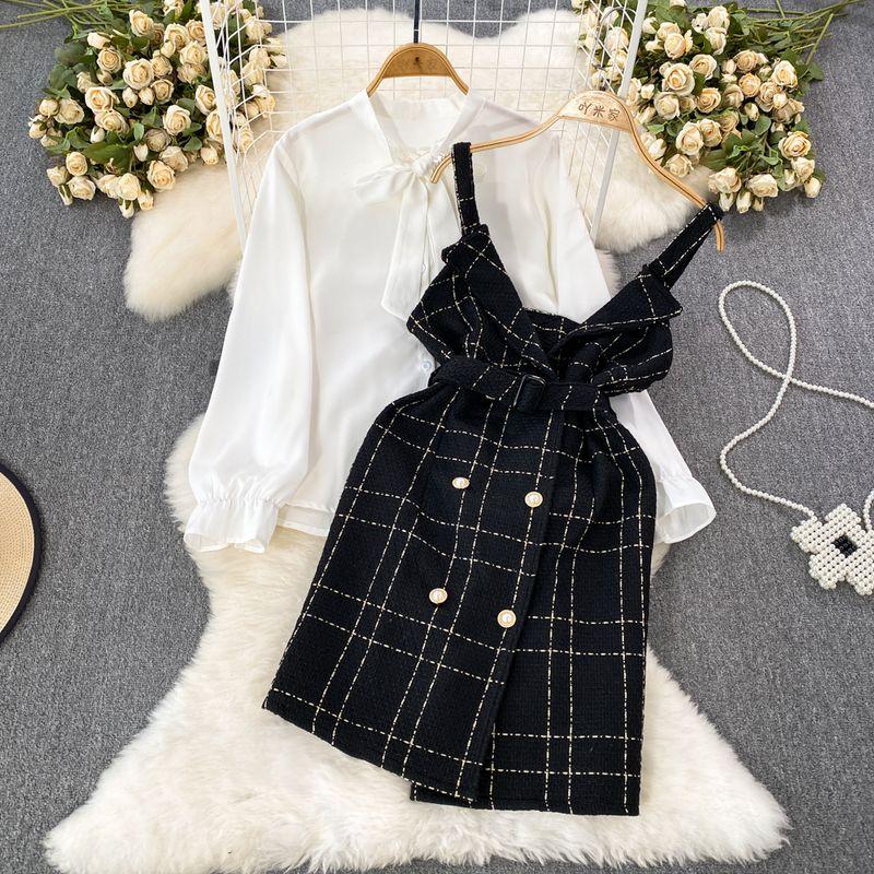 

Классический твидовый А-силуэт сарафан на бретелях, молодящий Black L