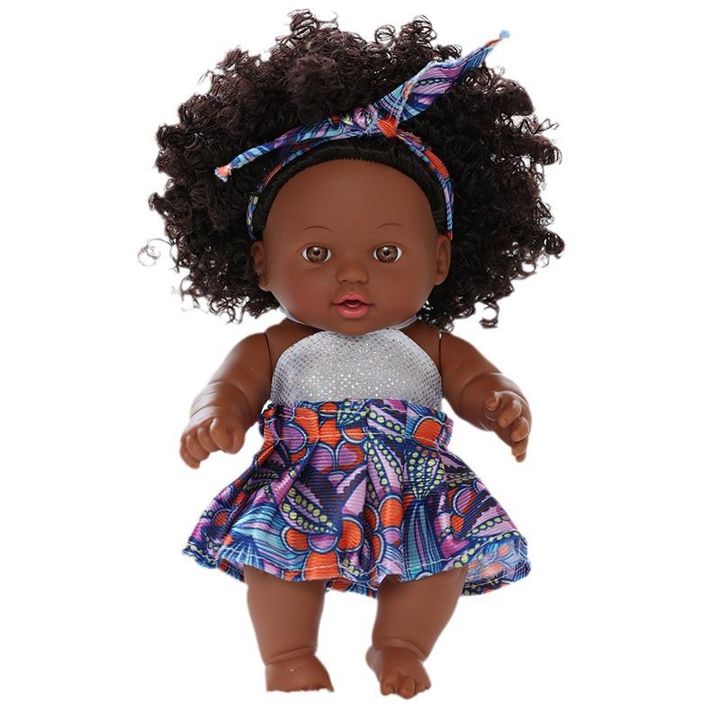 20cm African American Vinyl Reborn Doll - Cute Plush Toy for Children