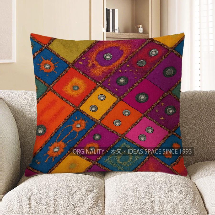 Home Decor Colorful Mandala Pattern Throw Pillow Cover Pattern Cushion Cover Suitable For Sofa Bedroom Car Pillow Cover