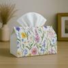 1pc Party Tissue Box, Wildflower Meadow Design, Versatile Tissue Holder, Elegant Lavender Daisy White, Outdoor Event Supplies, Daily Desktop Tissue Or
