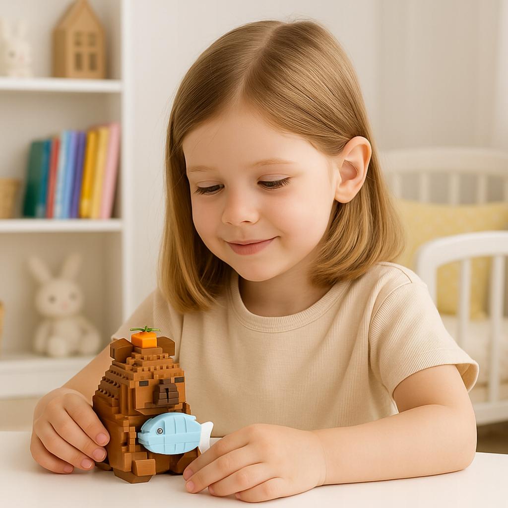 Capybara Construction Blocks Capybara Fish Apple Block Set Figure