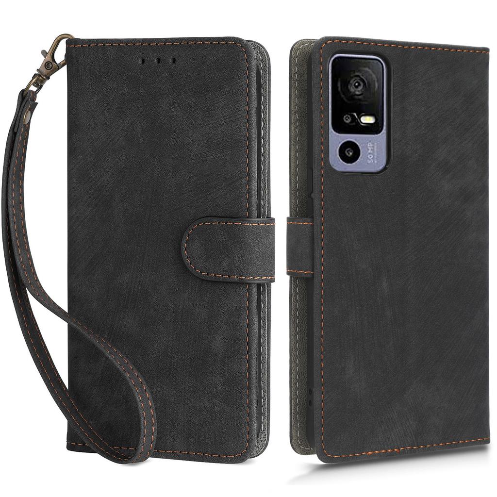RFID Blocking Phone Case for TCL 40R 5G,Wallet Stand Leather Phone Cover with Strap