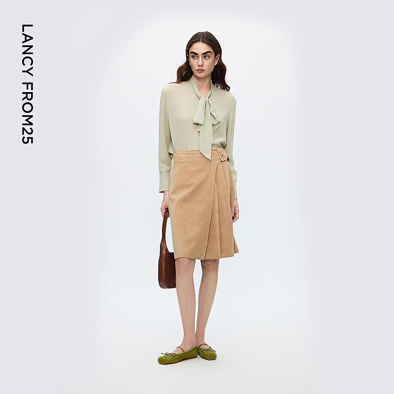 LANCY Women's Pleated A-Line Midi Skirt