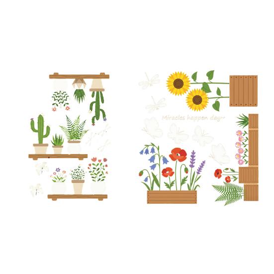 Hello Summer Window Clings Hawaiian Tropical Theme Static PVC Glass Sticker for Beach Pool Party Home Glass Doors Windows