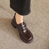 Krazing Pot Microfiber Round Toe Chunky Heels Spring Summer Shoes Big Size 43 Size 33 Women Metal Buckle Platform Pumps
