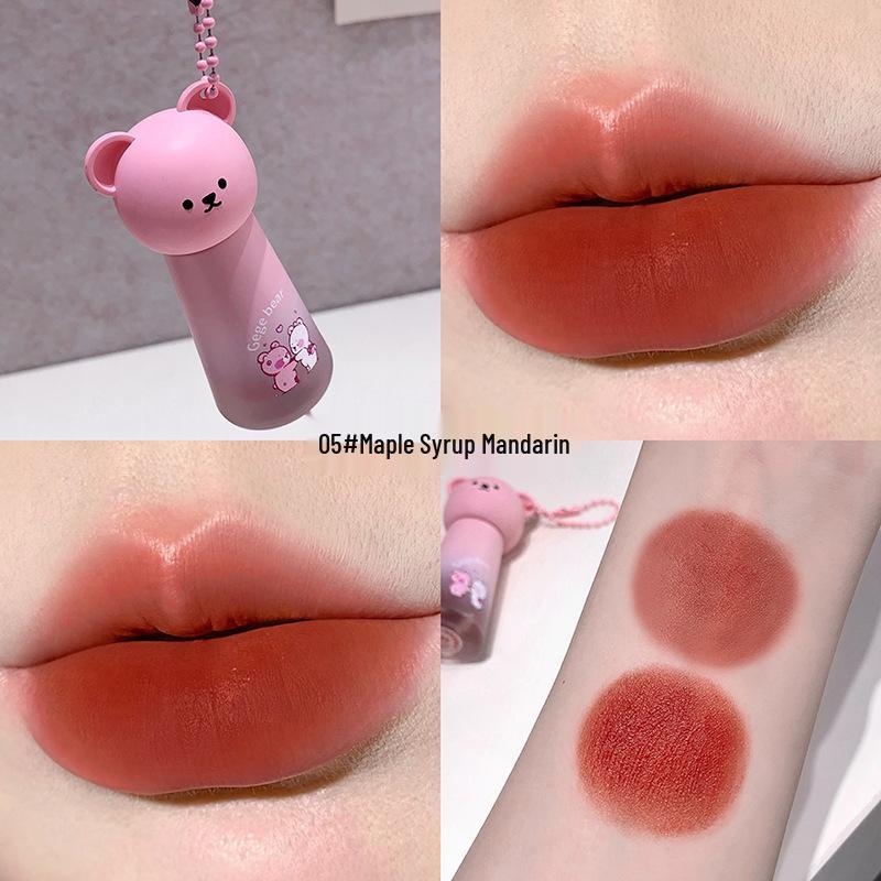Makeup Gege Bear Xiong Soft Mist Lip Mud: Velvet Matte, Non-Drying, Waterproof Lip Glaze.