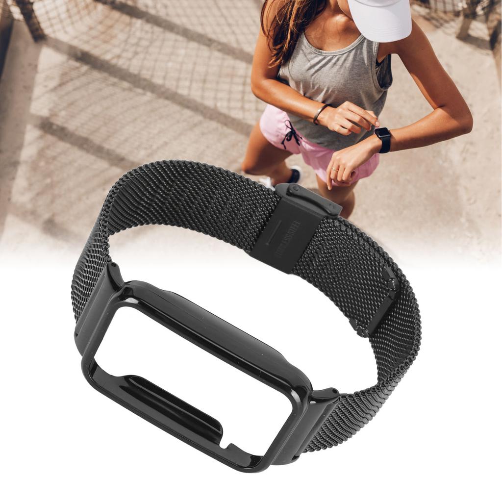 Edelstahl-Netzarmband mit schwarzem Stoßfängergehäuse Ersatzzubehör Passend für Band 7 Pro