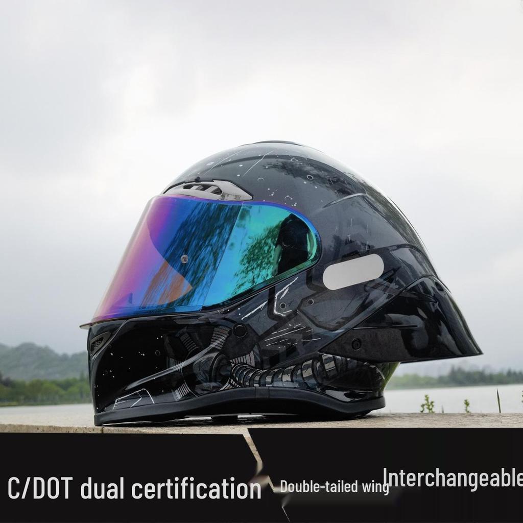 NBTK R50 DOT Full Face Helmet with Large Spoiler for Sportbikes & Cruisers - Spring/Autumn Use