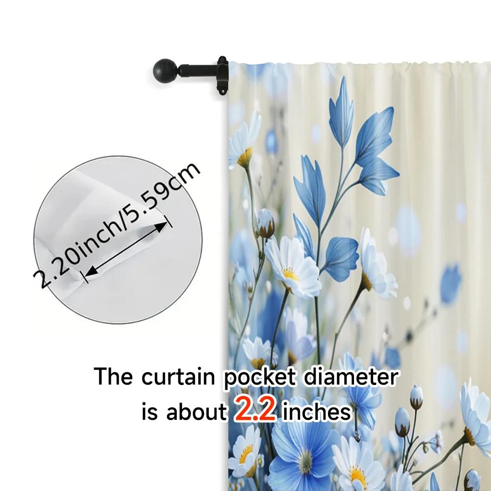 Window Curtain Rose Blue Chinese Painting Versatile Polyester Without Rod Art Deco Festive Perfect Bedroom Curtains Set Of 2 Made Master Decor