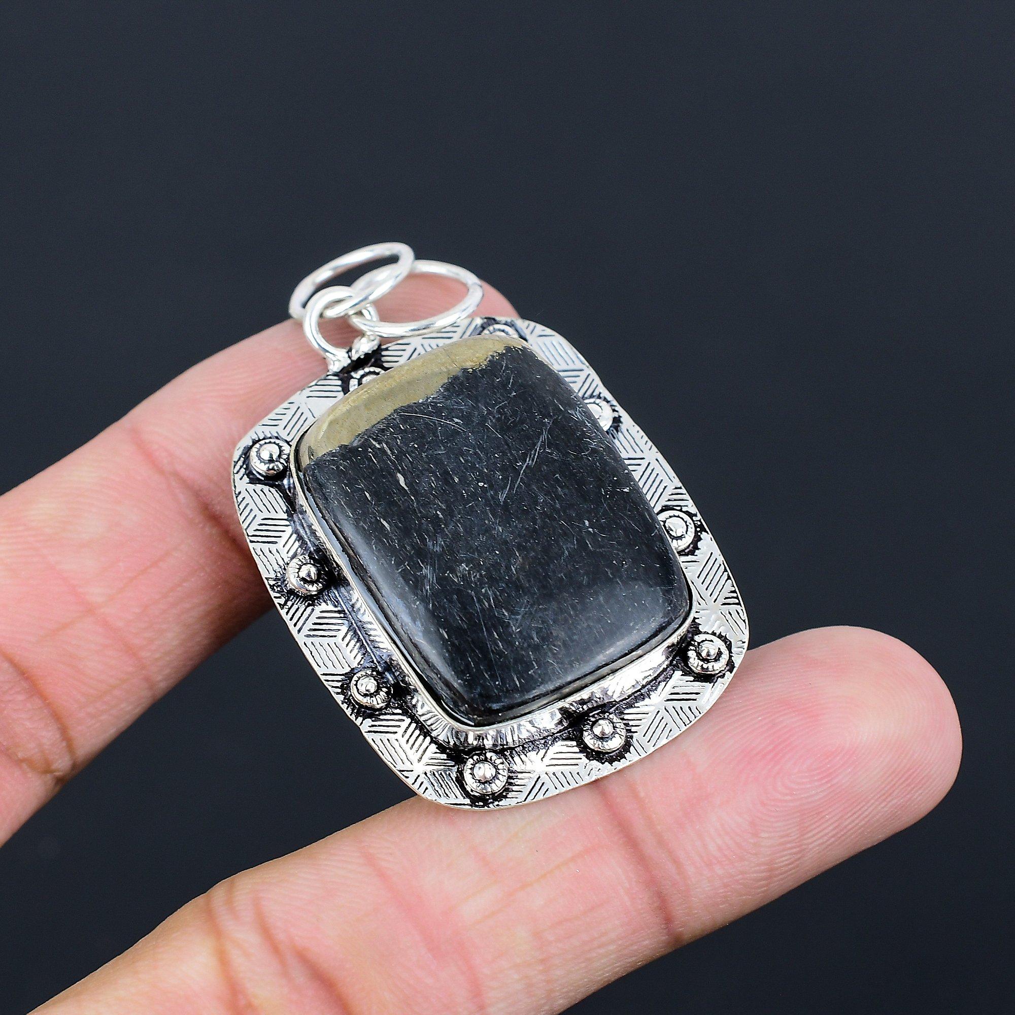 Easter Sale Radiant Natural Pyrite 925 Sterling Silver Bezel New Pendant Jewelry