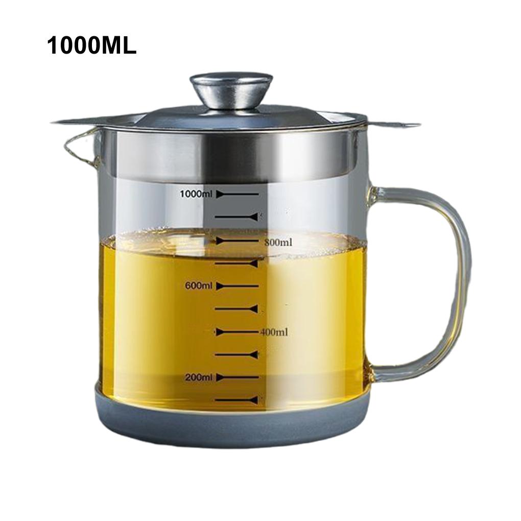 

1.5L/1L Glass Oil Filter Pot Container Oil Separator Fine Mesh Strainer Tank Storage Gadget Useful Things for Kitchen