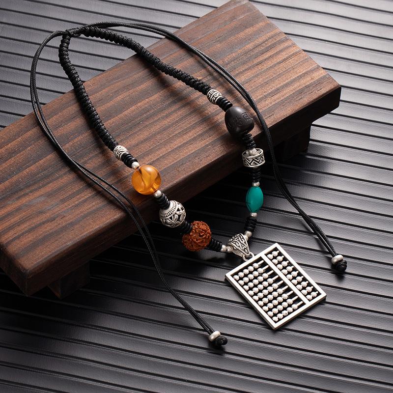 Retro Diamant Bodhi Verstellbare Glücksbringende Schlüsselbeinkette Damen Silber Bernstein Halskette Pulloverkette