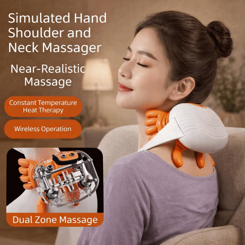 Portable Bionic Finger Neck Shoulder Massager Heated Massage Deep Tissue Massager  Office Use