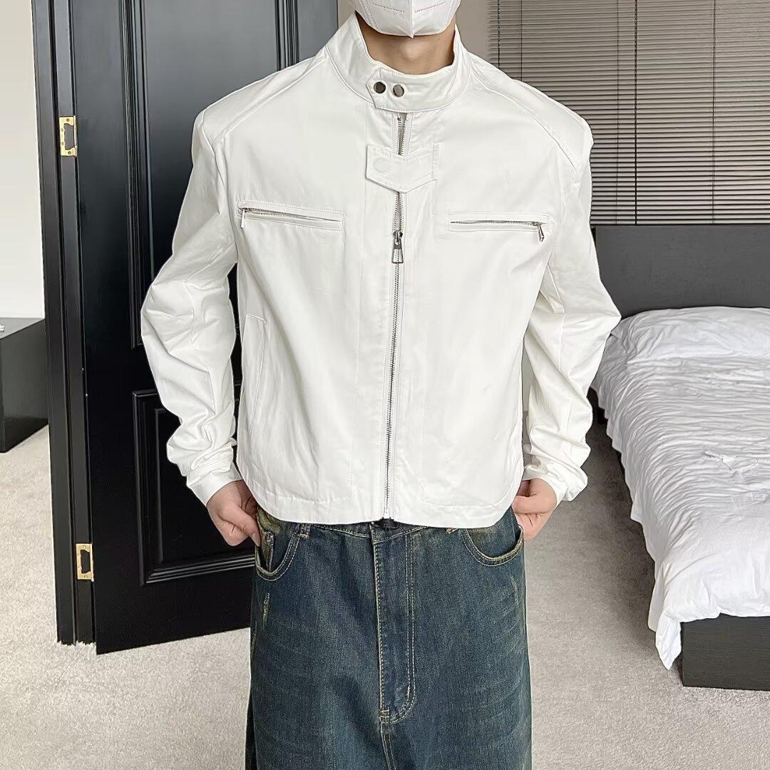 

Cleanfit Black Short Jacket Men s Autumn Ruffian High Sense American Motorcycle Pilot Detroit Jacket 3XL белый