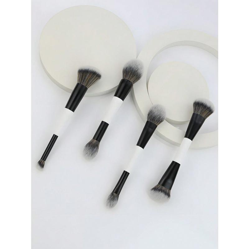 4pcs Double-Ended Makeup Brush Set Multi-Functional Foundation, Blush, Powder, Highlighter, Contour And Concealer Brushes For Women Makeup Brush Kit