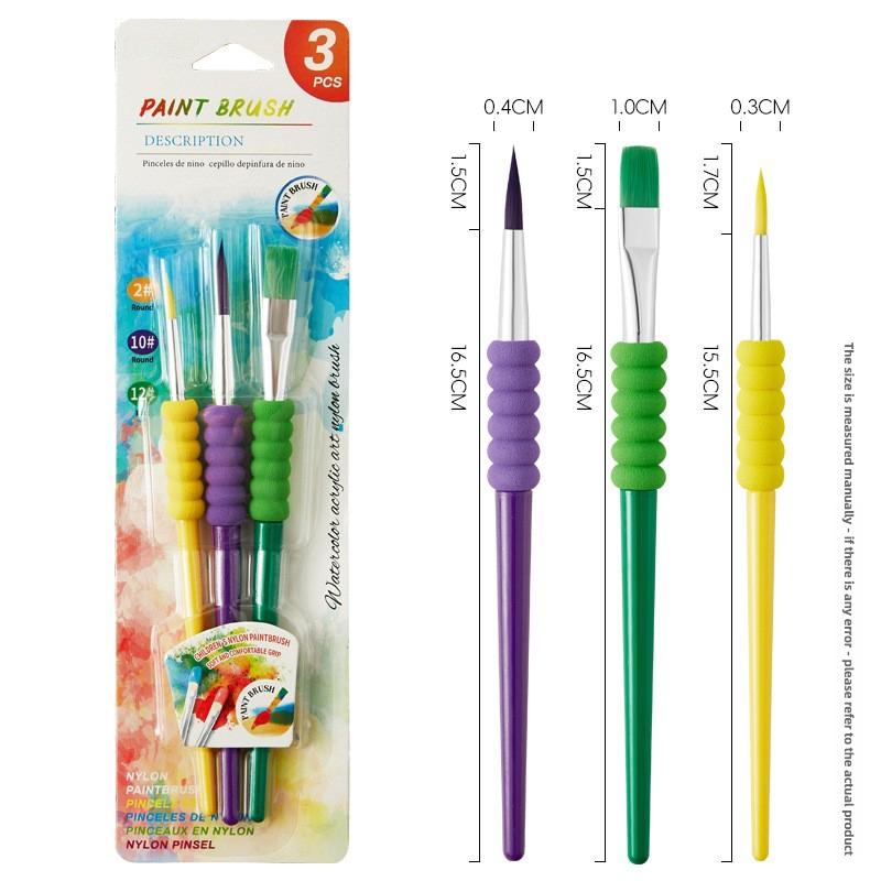 Children's Graffiti Colored Plastic Short Rod Brush Beginner Watercolor Acrylic Art Painting Gouache Brush Painting Material