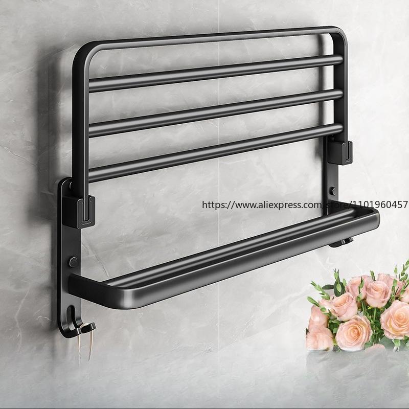 Bathroom Rack No Punching Space Aluminum Towel Rack Toilet Toilet Storage Towel Rack Bathroom
