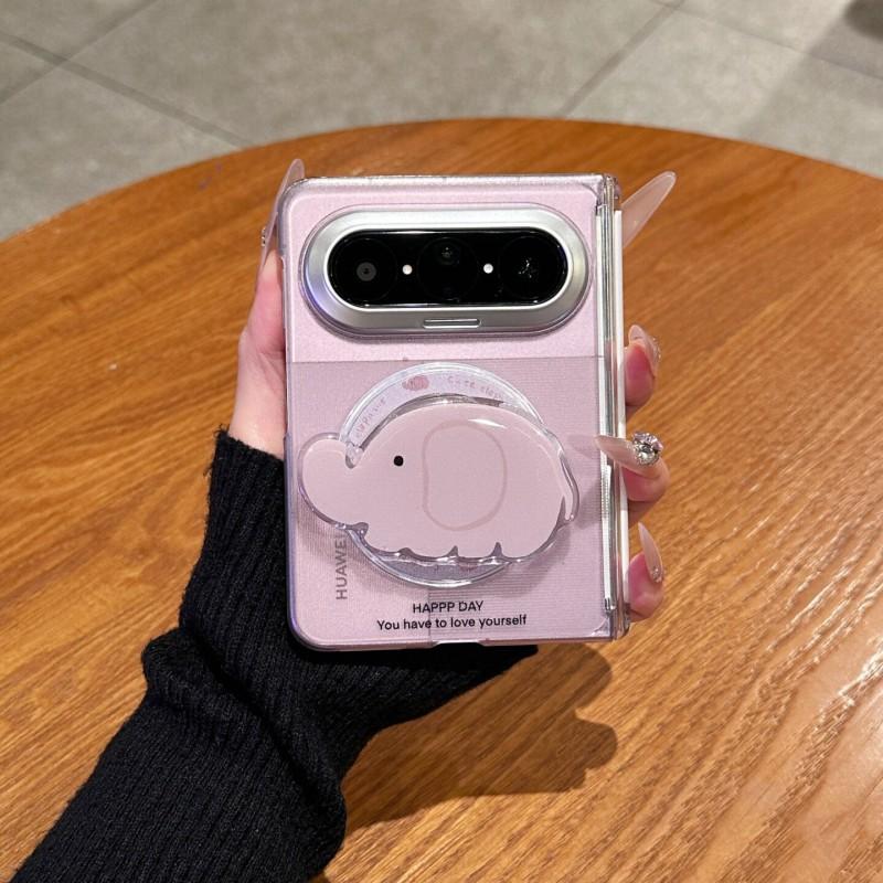 Magnetic Purple Gray Elephant Stand Phone Case Pura X Max Foldable With Shockproof Bumper Chain Strap