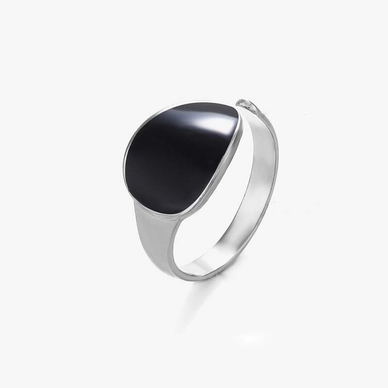 Fashion Stainless Steel Geometric Rings for Women Simple Black Color Dropping Oil Adjustable Rings Wedding Jewelry Gift Bijoux