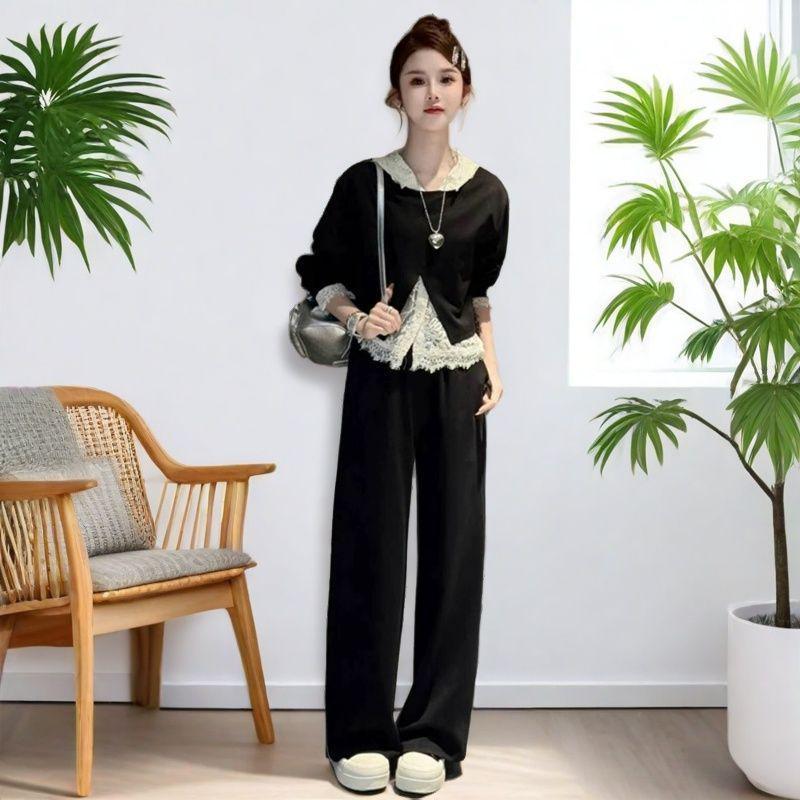 

2026 Spring Slimming Lace Top & Pants Set - Age-Reducing Stylish Women s Casual Outfit M (Recommended 100-114 lbs)